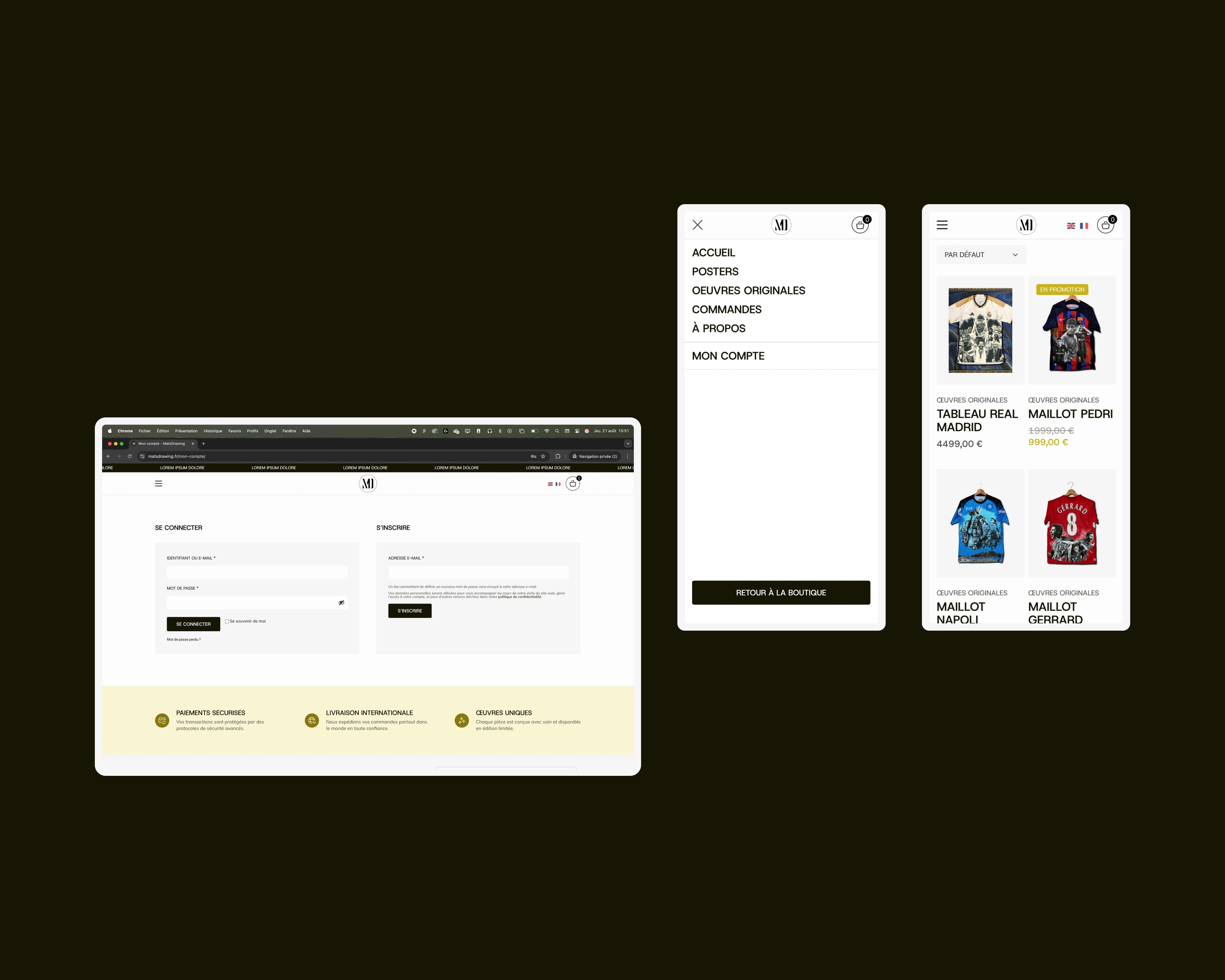 Webdesign et intégration du site e-commerce MatsDrawing