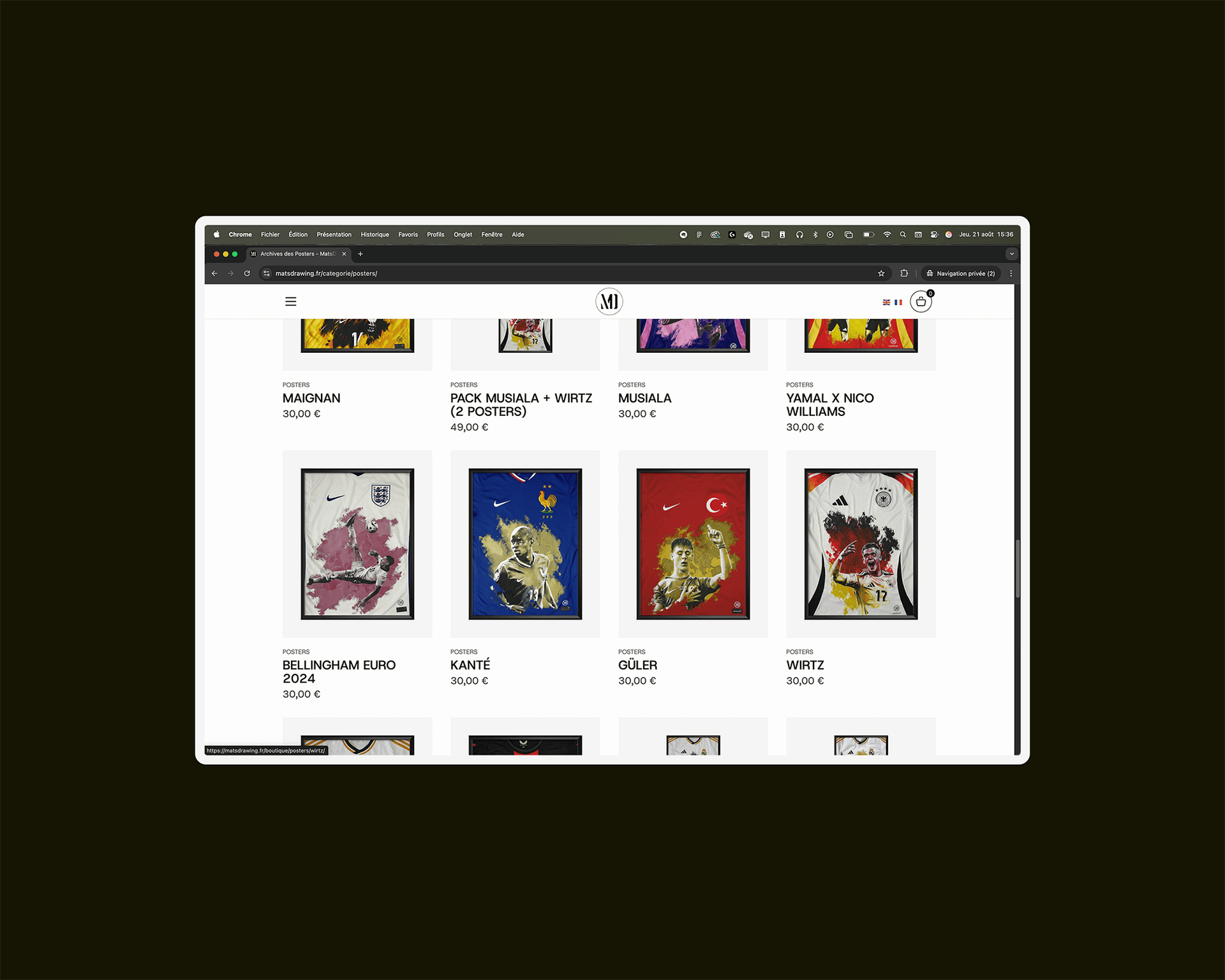 Webdesign et intégration du site e-commerce MatsDrawing