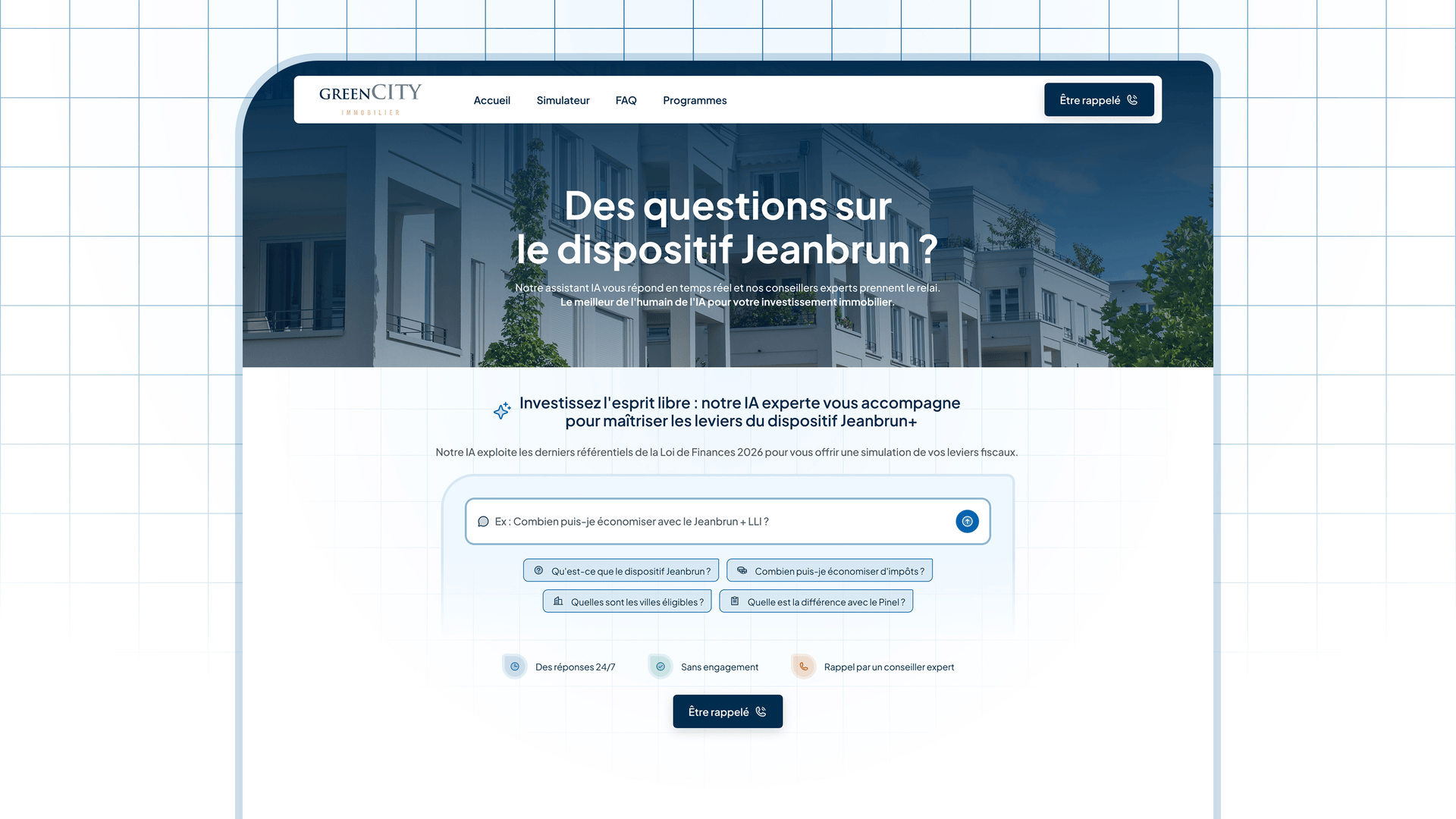 Webdesign et conception de visuel de campagne de communication pour GreenCity Immobilier