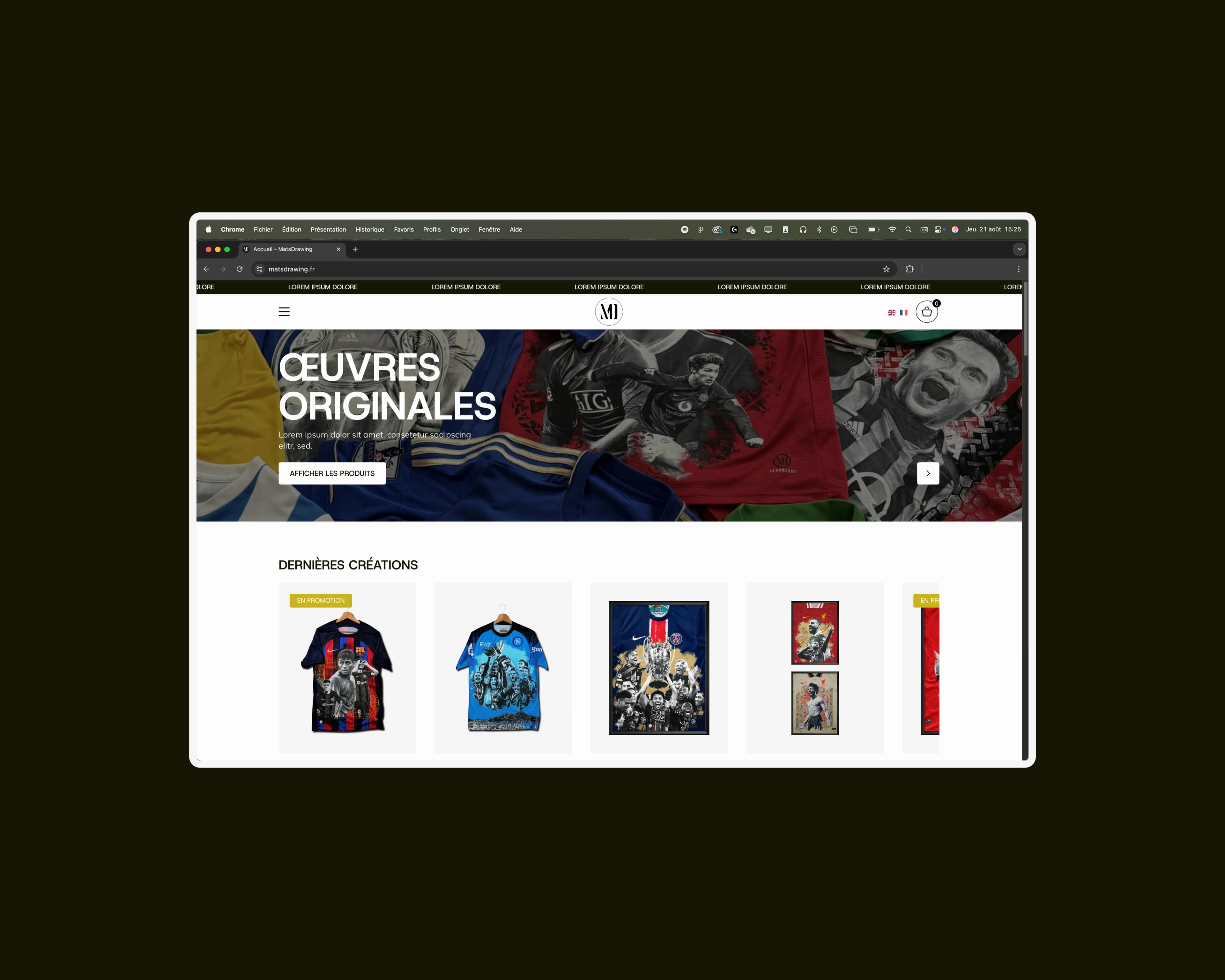 Webdesign et intégration du site e-commerce MatsDrawing