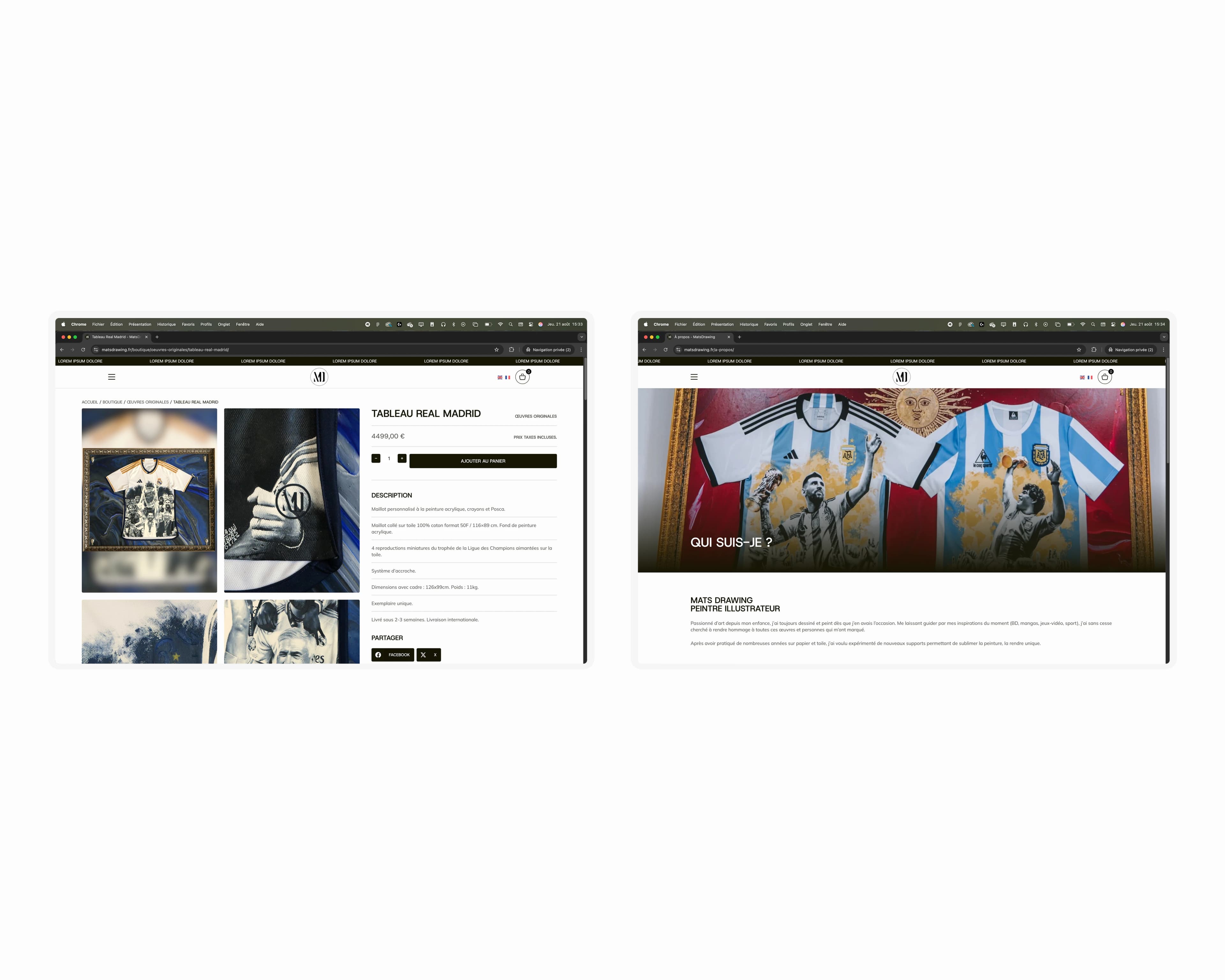 Webdesign et intégration du site e-commerce MatsDrawing