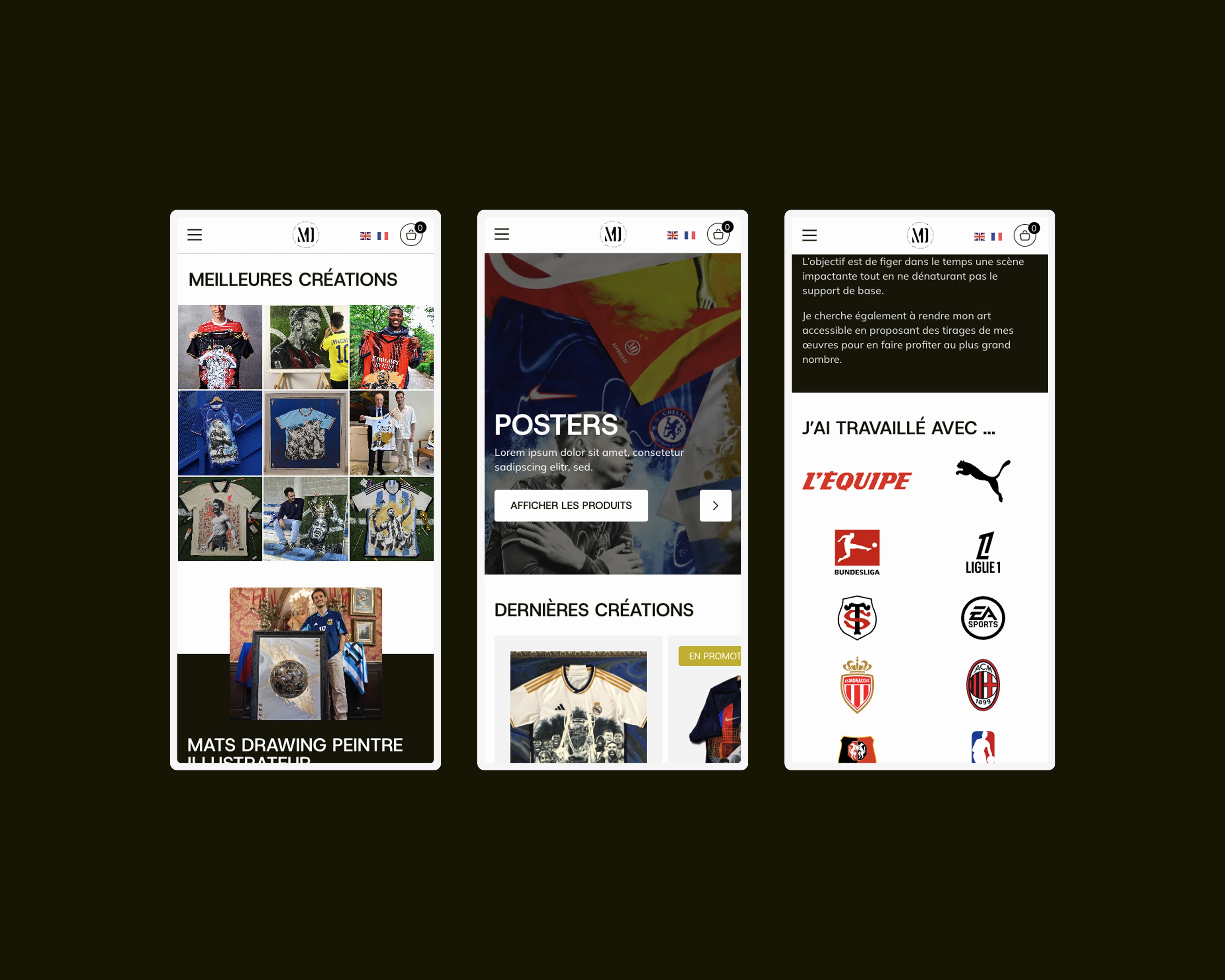 Webdesign et intégration du site e-commerce MatsDrawing