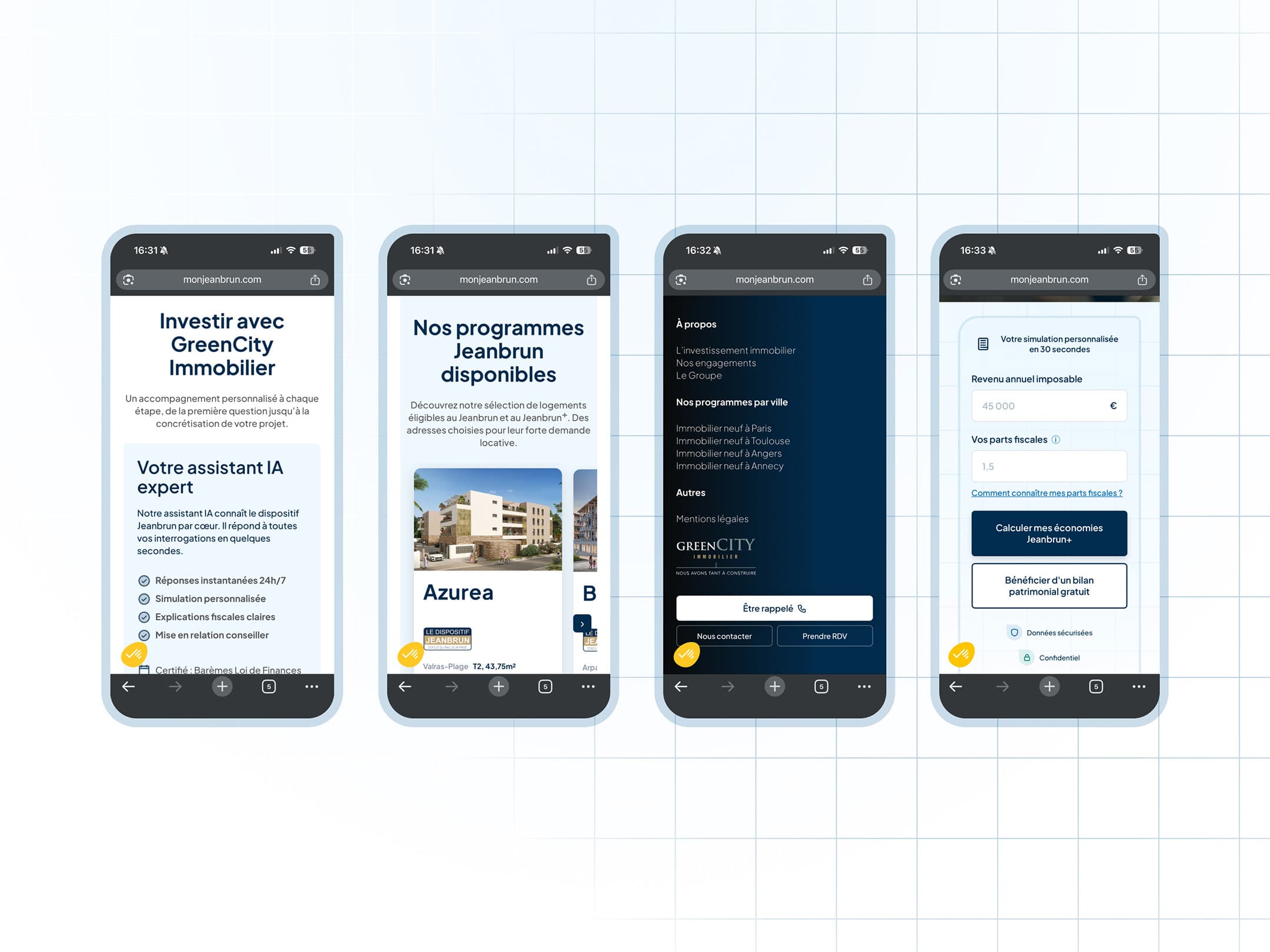 Webdesign et conception de visuel de campagne de communication pour GreenCity Immobilier
